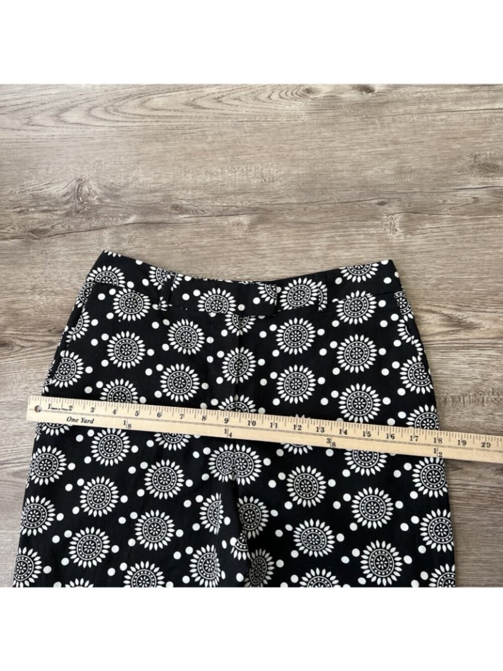 Boden Thea Linen Blend Trouser Womens 4‎ Petite Black Pattern Ankle Crop - Picture 10 of 16